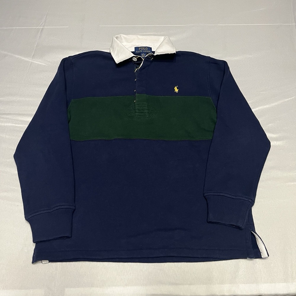 Polo Ralph Lauren Rugby Sweatshirt Youth Size M 10-12 Boys Striped Fleece